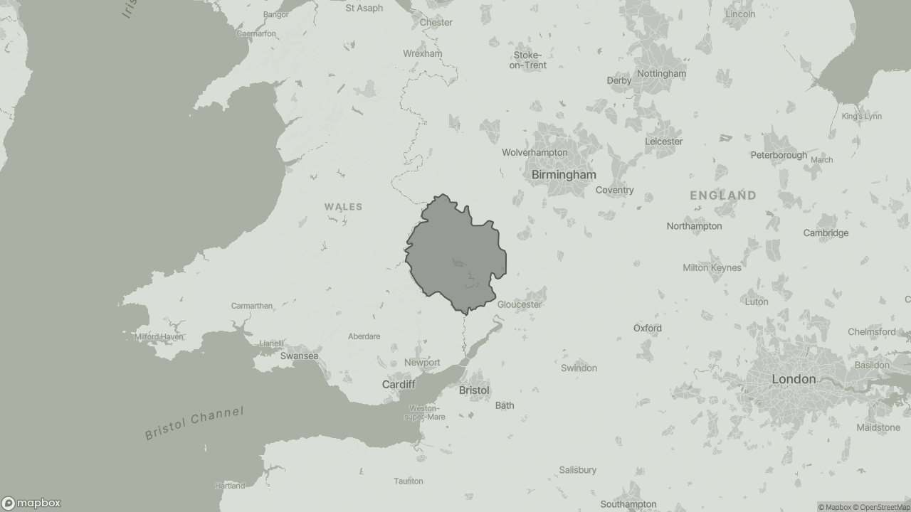 Map of Cost of Live-in Care in Herefordshire showing towns we provide care in