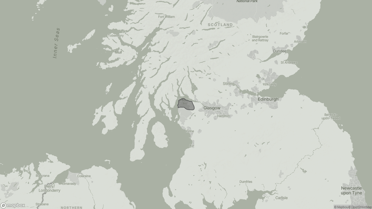 Map of Cost of Live-in Care in Inverclyde showing towns we provide care in