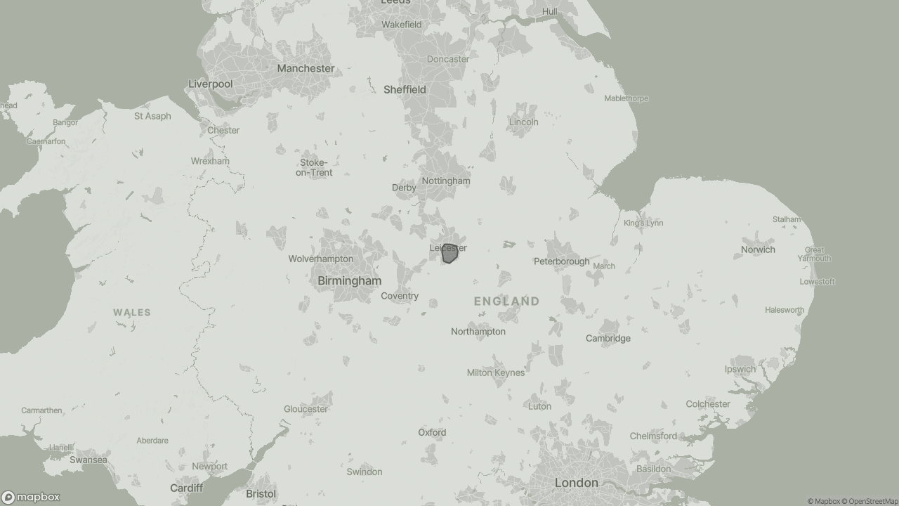 Map of Types of Home Care in Leicester showing towns we provide care in