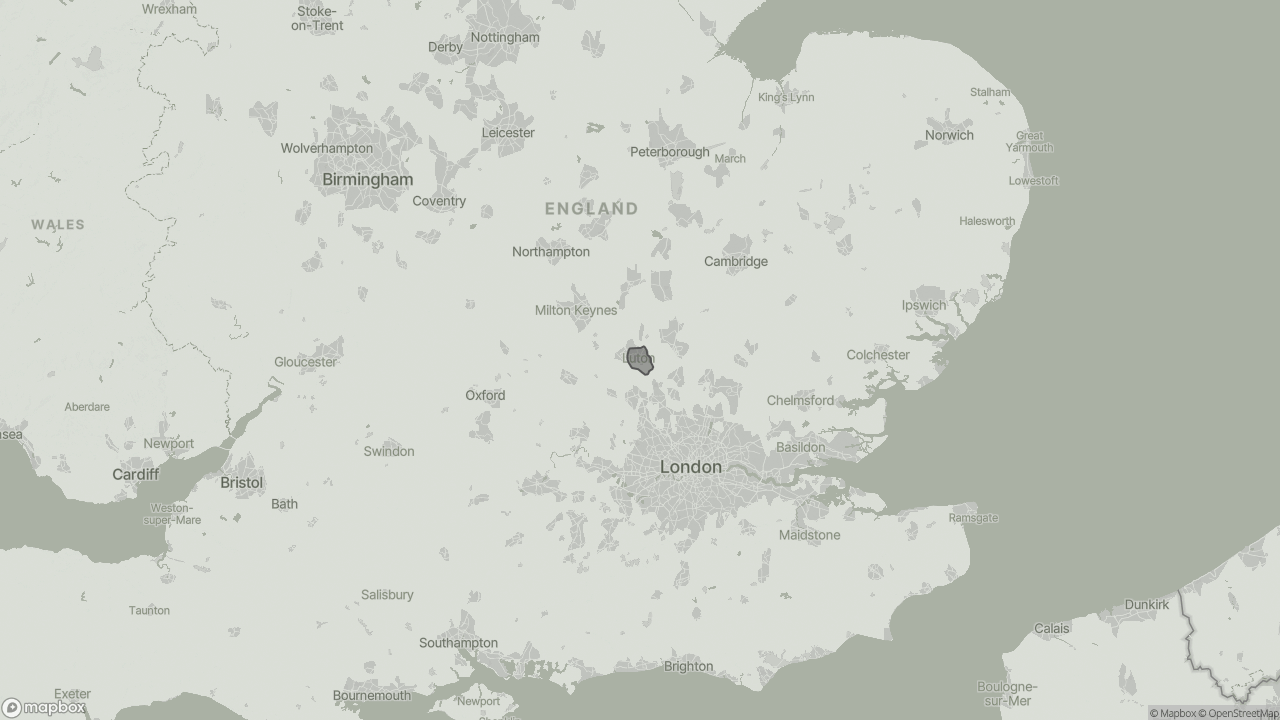 Map of Cost of Live-in Care in Luton showing towns we provide care in