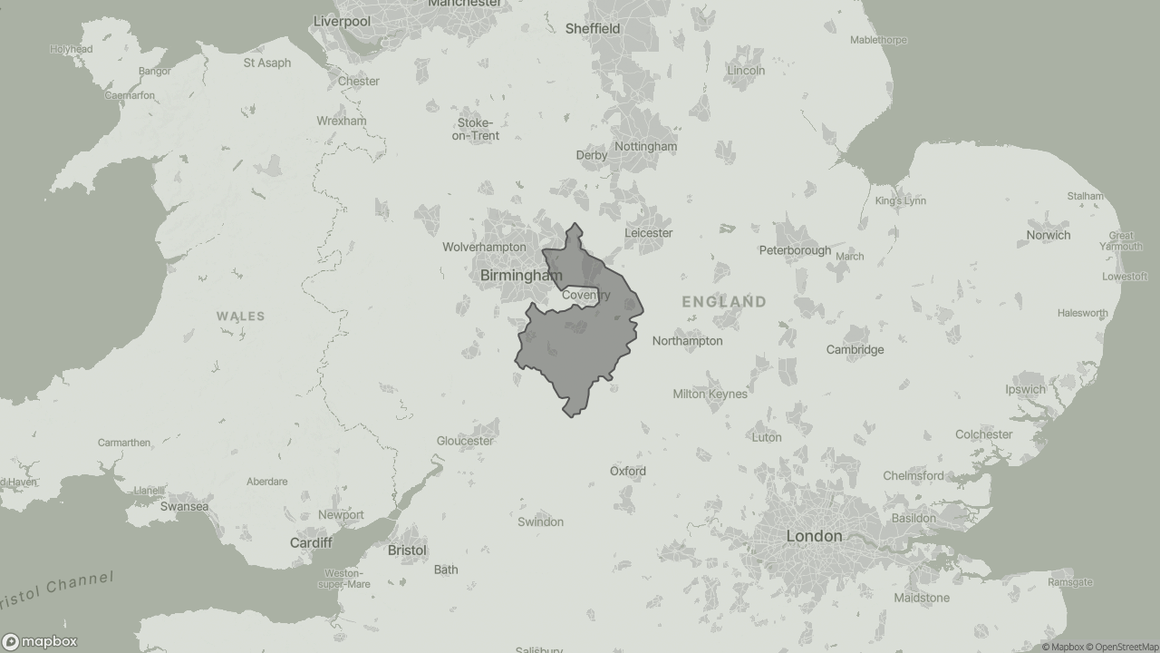 Map of Cost of Live-in Care in Warwickshire showing towns we provide care in