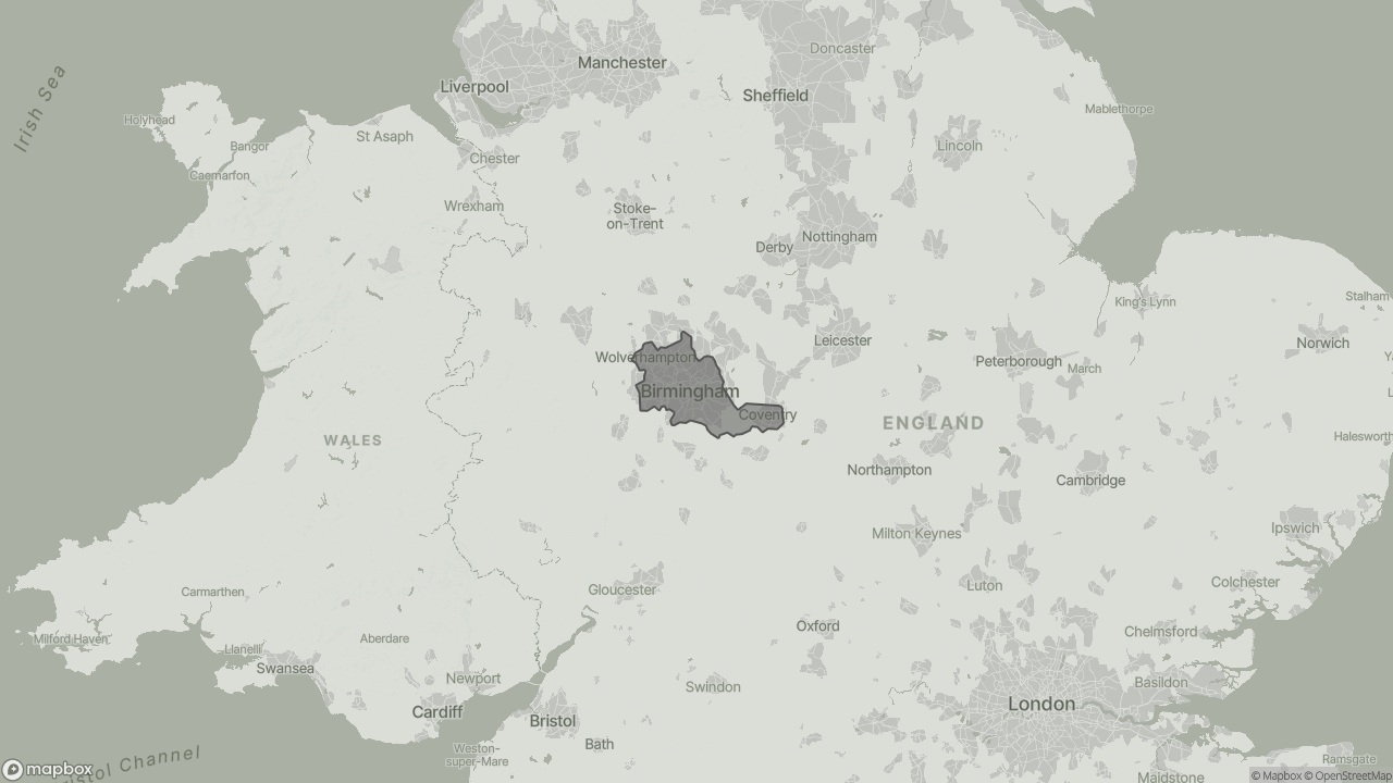 Map of Cost of Live-in Care in West Midlands showing towns we provide care in